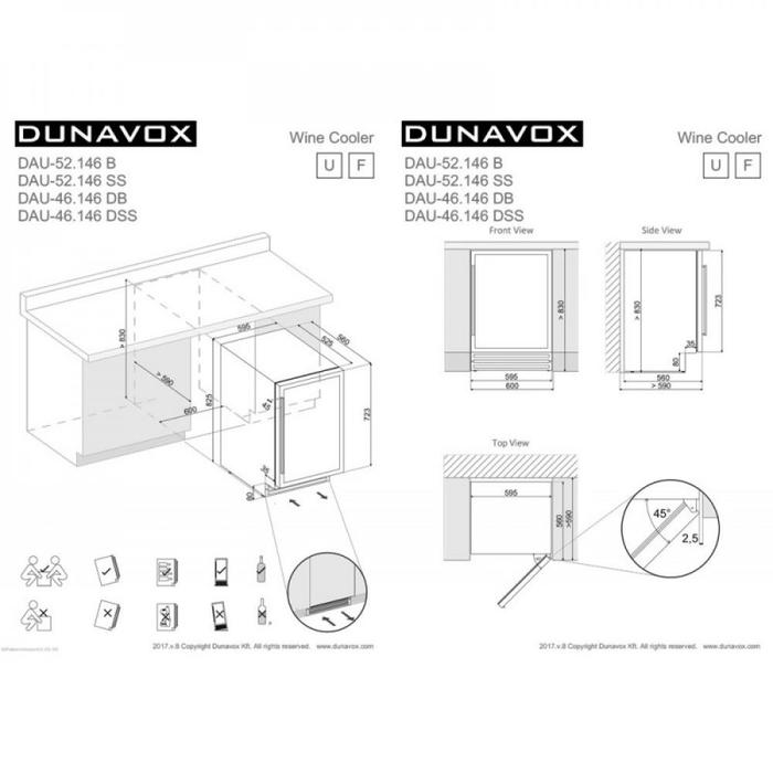 Встраиваемый винный шкаф 22-50 бутылок Dunavox