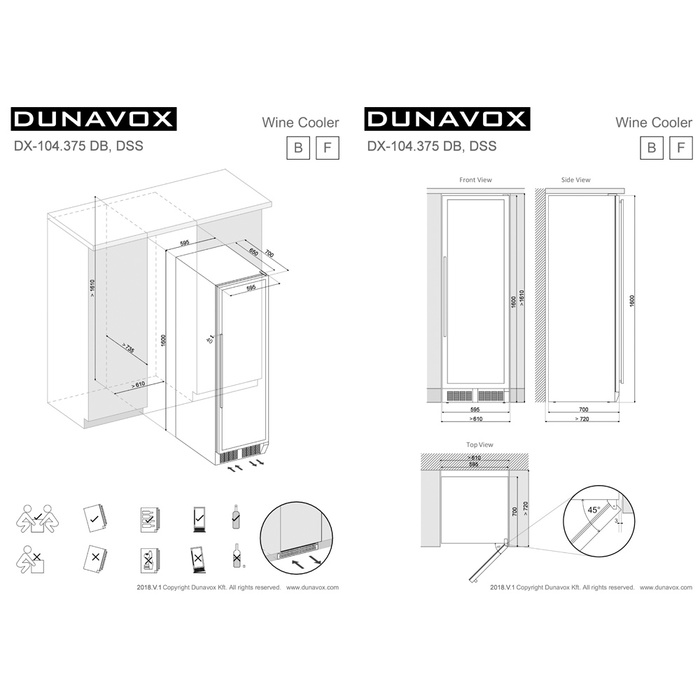 Встраиваемый винный шкаф 101-200 бутылок Dunavox