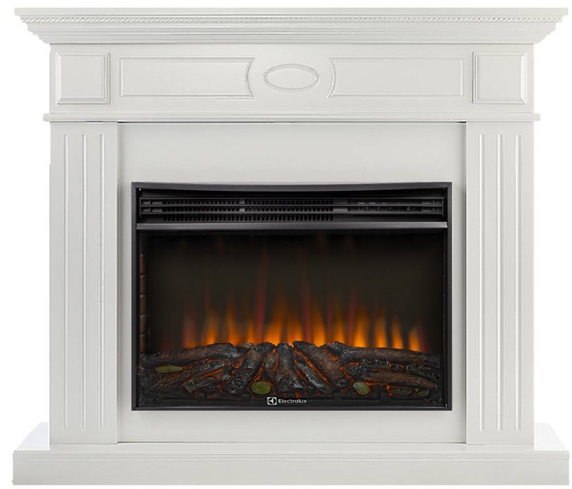 Электрокамин с широким очагом 2D Electrolux EFP/P-3020LS N с порталом Firelight Bianco 30 белый