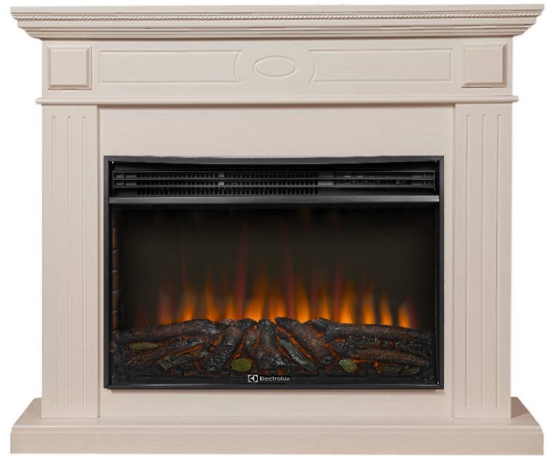 

Электрокамин с широким очагом 2D Electrolux, Беленый дуб, Electrolux EFP/P-3020LS N с порталом Firelight Bianco 30 шпон белёный дуб