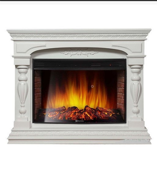 

Электрокамин с широким очагом 2D Electrolux, Белый, Electrolux EFP/P-3320RLS с порталом Firelight Perfetto R 30 белый