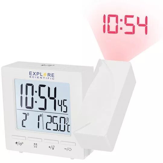 Проекционные часы Explore Scientific С проектором и термометром, белые - фото 2