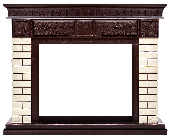 цена Угловой широкий портал Firelight Bricks 25U (угловой) камень бежевый, шпон темный дуб