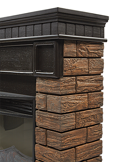 Широкий портал Firelight Bricks Wood 25 камень темный, шпон венге - фото 6