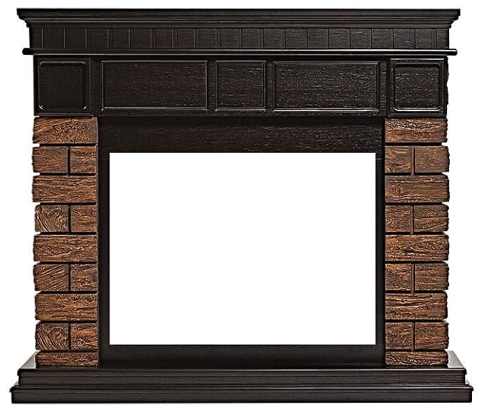 Широкий портал Firelight Bricks Wood 25 камень темный, шпон венге - фото 1