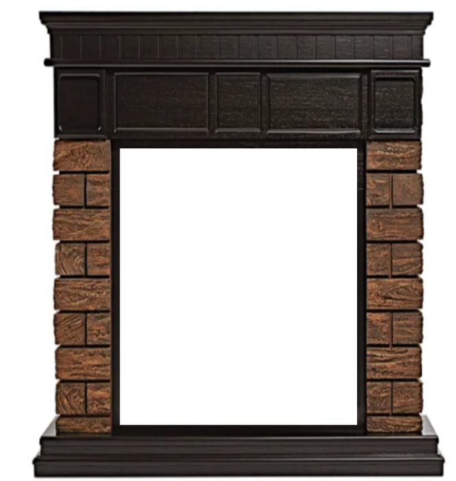 Классический портал для камина Firelight Bricks Wood Classic камень темный, шпон венге - фото 1