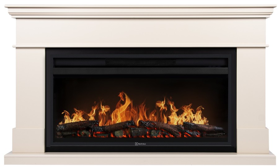 

Электрокамин с широким очагом 2D Electrolux, Слоновая кость, Electrolux EFP/P-3620LS с порталом Firelight California 36, молочный