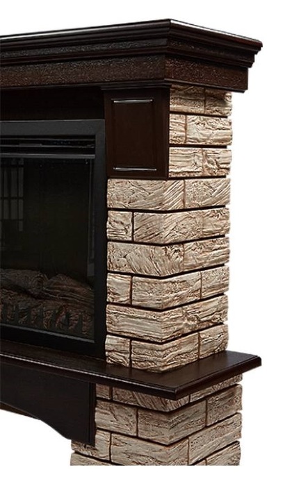 Широкий портал Firelight Forte Wood 25 камень коричневый, шпон темный дуб - фото 5