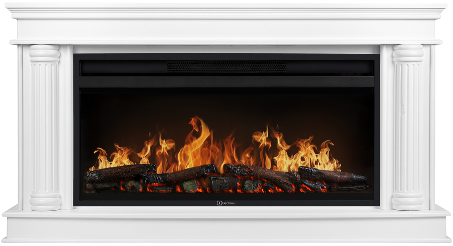 

Электрокамин с широким очагом 2D Electrolux, Белый, Electrolux EFP/P-3620LS с порталом Firelight Olympia 36, белый