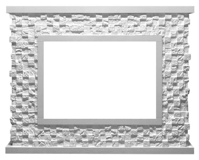 Широкий портал Firelight Quadro 25 камень песчаник античный белый, белая эмаль - фото 1