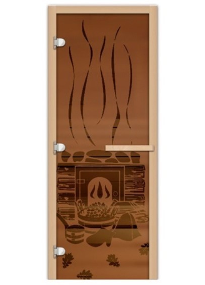 Для бани и сауны Fireway 1,9х0,7 стекло Банька бронза 8 мм матовое ЛЕВАЯ с порогом, цвет коричневый - фото 1