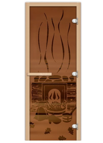 Для бани и сауны Fireway 1,9х0,7 стекло Банька бронза 8 мм матовое с порогом, цвет коричневый