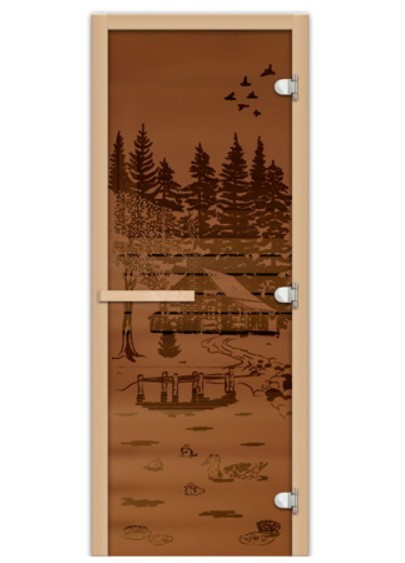 Для бани и сауны Fireway 1,9х0,7 стекло Банька в лесу бронза 8 мм, цвет коричневый