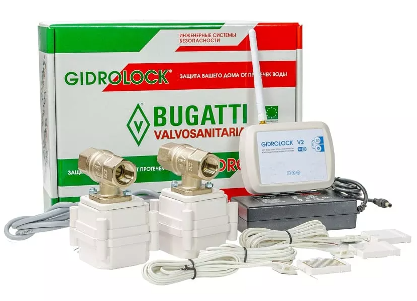 Комплект Gidrolock WIFI BUGATTI 3/4 система защиты от протечек gidrolock wi fi bonomi 3 4