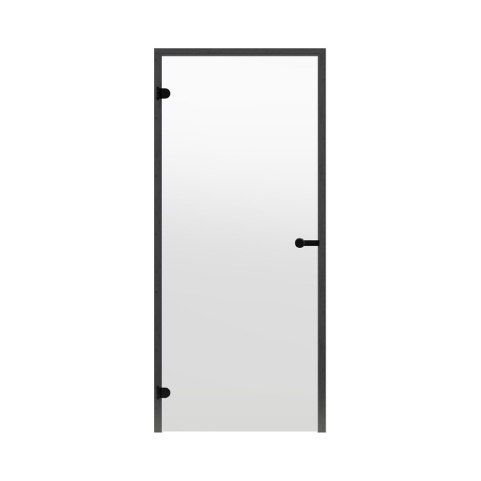Двери стеклянные HARVIA 9/19 Black Line коробка сосна, прозрачная D91904BL, цвет нет
