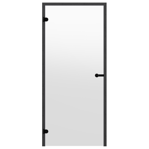 Двери стеклянные HARVIA 9/21 Black Line коробка сосна, прозрачная D92104BL, цвет нет