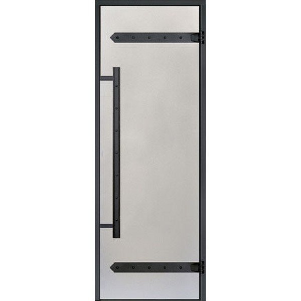 Двери стеклянные HARVIA LEGEND 8/19 черная коробка сосна, сатин D81905ML, цвет серый