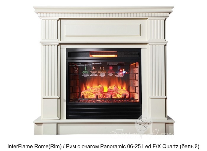 Деревянный камин (портал+очаг) InterFlame Rome(Rim) / Рим с очагом Panoramic 25 LED FX QZ