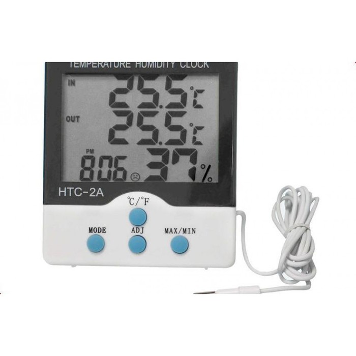Цифровая метеостанция Kromatech HTC-2A с часами и внешним датчиком, цвет белый - фото 2