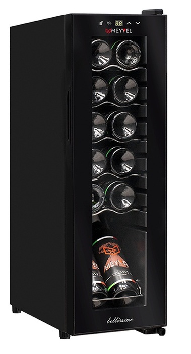 Отдельностоящий винный шкаф до 12 бутылок MEYVEL MV12-CBD1, цвет чёрный