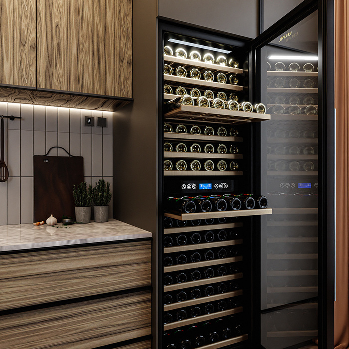 Встраиваемый винный шкаф 101-200 бутылок MEYVEL MV160-KBT2, цвет черный - фото 3