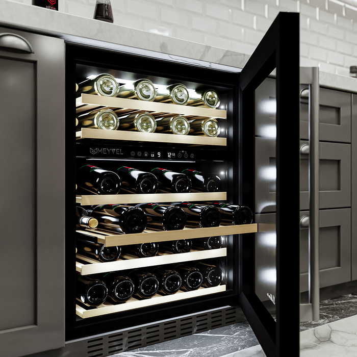 Встраиваемый винный шкаф 22-50 бутылок MEYVEL MV46PRO-KST2, цвет серый - фото 9