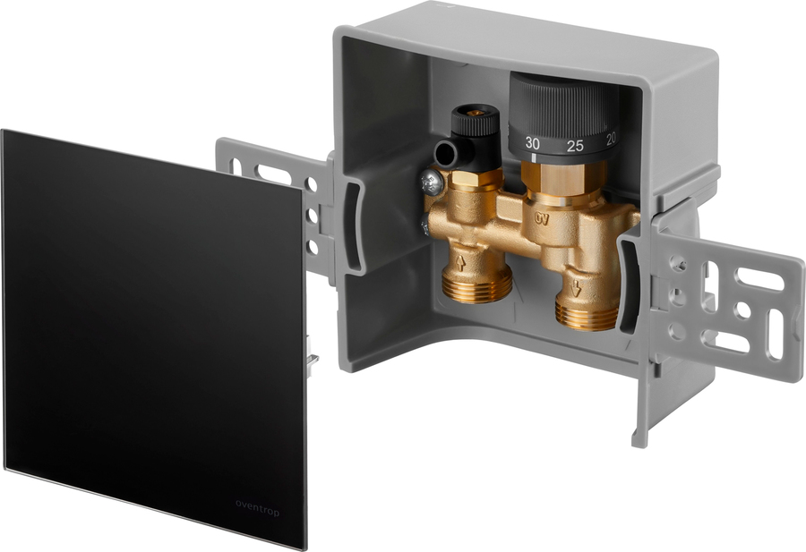 Набор терморегулятора Oventrop Unibox E RTL 20-40C, черное стекло набор терморегулятора oventrop unibox rtl 10 40c крышка черное стекло
