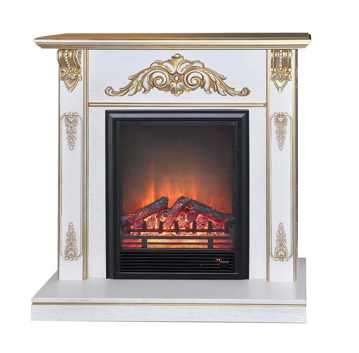 Угловой классический портал Real-Flame Anita corner WTG, цвет белый дуб с золотой патиной - фото 9