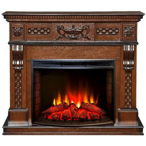 

Электрокамин с широким очагом 2D Real-Flame, Античный дуб, Real-Flame Corsica Lux 25,5/26 AO с очагом Evrika 25,5 LED