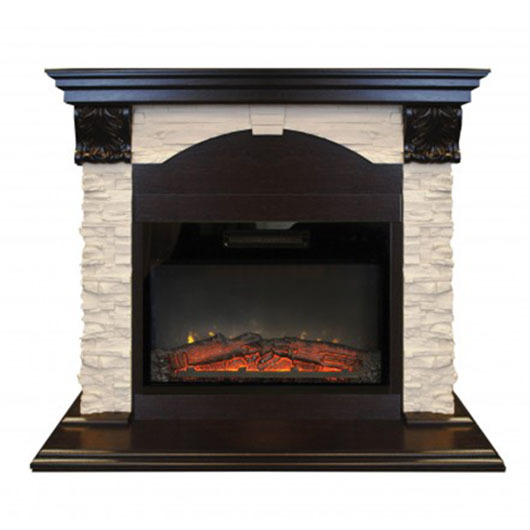 

Электрокамин с широким очагом 2D Real-Flame, Сланец белый, Real-Flame Dublin LUX STD/EUG/24 DN с очагом Kendal 24