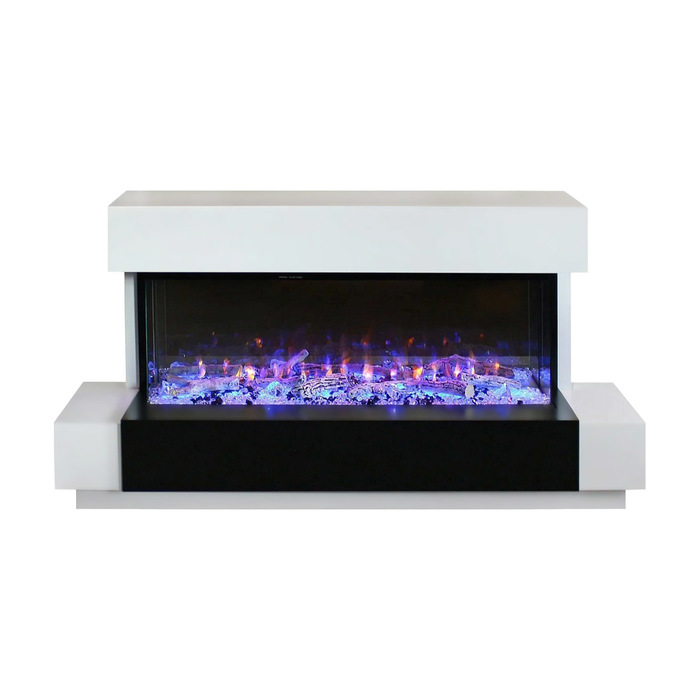 Линейный электрокамин Real-Flame кухонный стол гамбург св стекло белое опоры белые