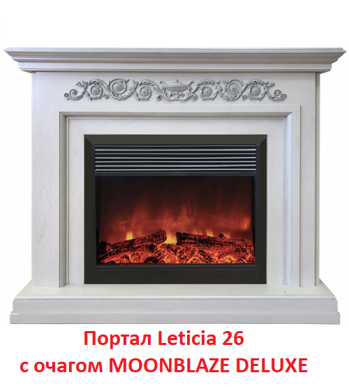 Деревянный портал для камина Real-Flame Leticia 26 WT, цвет белый с патиной - фото 2