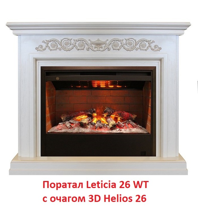 Деревянный портал для камина Real-Flame Leticia 26 WT, цвет белый с патиной - фото 3