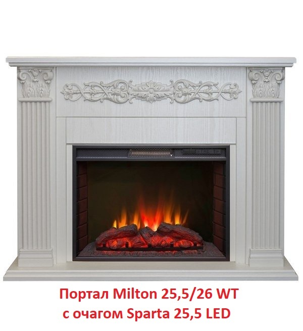 Деревянный портал для камина Real-Flame Milton 25,5/26 WT, цвет дуб белый Real-Flame Milton 25,5/26 WT - фото 5