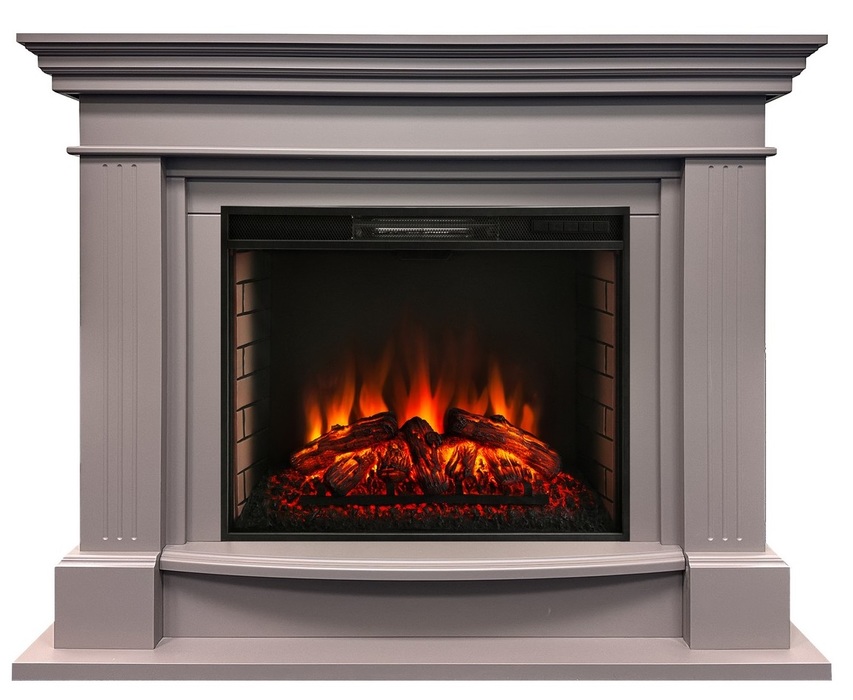 Электрокамин с широким очагом 2D Real-Flame ONTARIO 26/33 BG (BG-P618) с очагом Epsilon 33