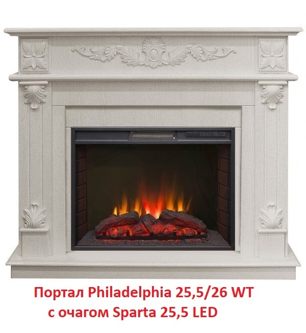 Деревянный портал для камина Real-Flame Philadelphia 26 WT, цвет выбеленный дуб - фото 7