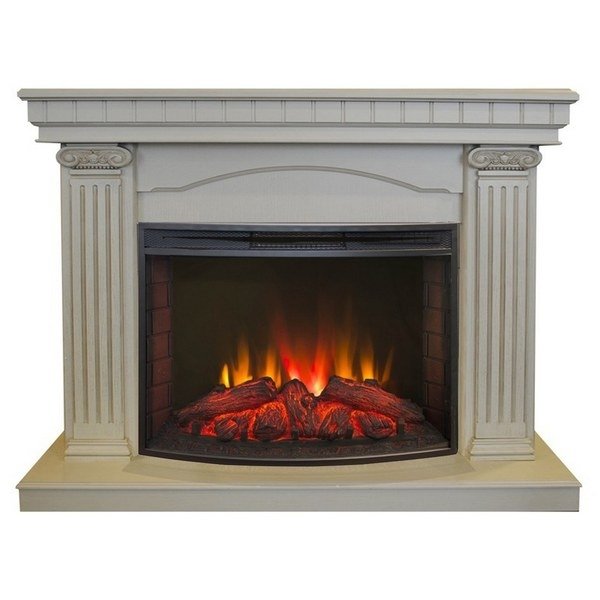 

Вертикальный электрокамин Real-Flame, Белый дуб с золотой патиной, Real-Flame Rosa 25/25,5 WT с очагом Evrika 25,5 LED