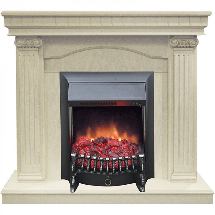 

Камин с звуковым сопровождением Real-Flame, Белый, Real-Flame Rosa STD/EUG WT с очагами Fobos s Lux BL/BR, Majestic s Lux BL/BR