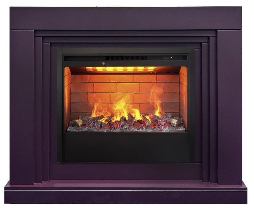 

Электрокамин с широким очагом 3D Real-Flame, Сливовый, Real-Flame STANLEY 26 PLUM с очагом 3D Helios 26