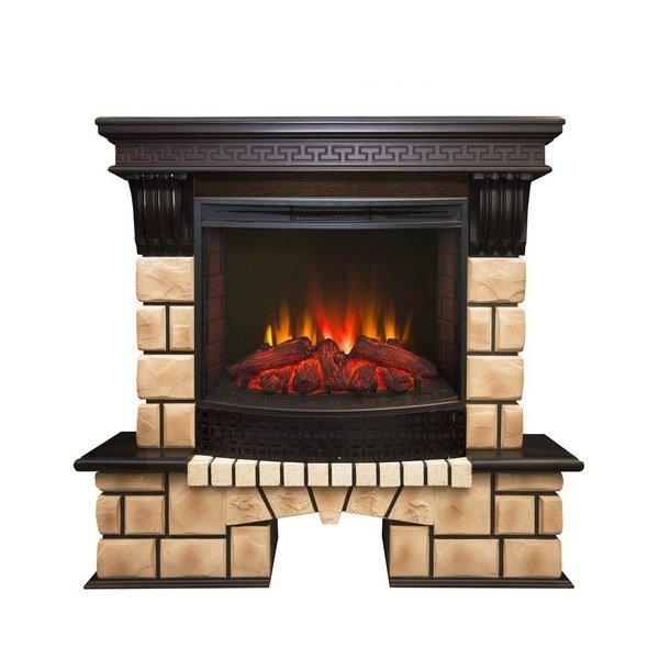 Домашний электрокамин Real-Flame Stone Brick 25/25,5 с очагом Evrika 25,5 LED
