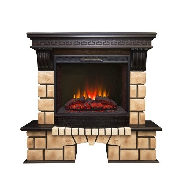 Электрический камин Real-Flame Stone Brick 25/25,5 с очагом Sparta 25,5 LED камин высокого качества real flame rockland lux 25 25 5 с очагом sparta 25 5 led