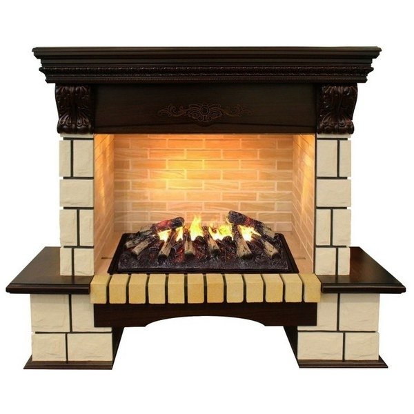 

Каминный комплект с порталом Real-Flame, Белый камень, Real-Flame Stone Lux CST с очагом 3D Cassette 630