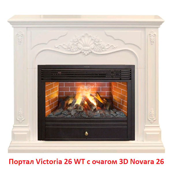 Деревянный портал для камина Real-Flame VICTORIA 26, цвет белый - фото 5