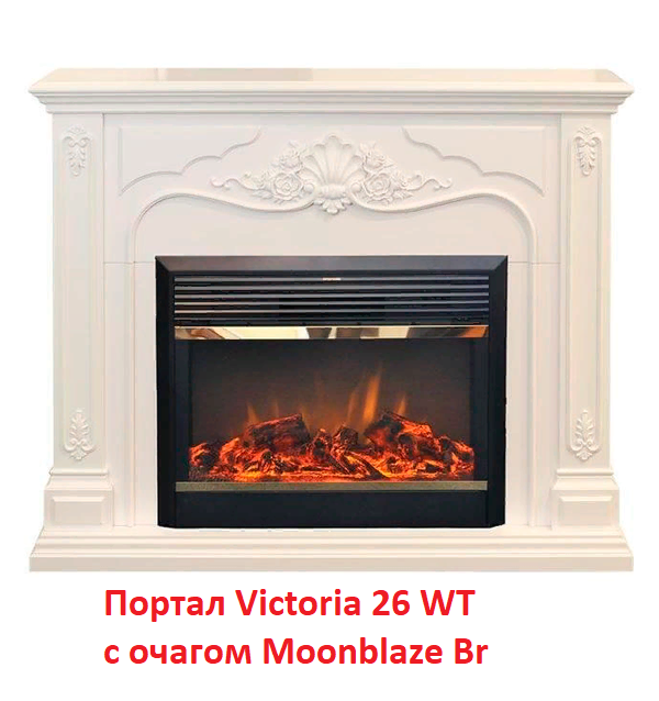 Деревянный портал для камина Real-Flame VICTORIA 26, цвет белый - фото 7