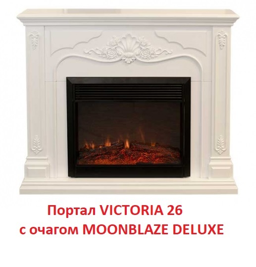 Деревянный портал для камина Real-Flame VICTORIA 26, цвет белый - фото 3