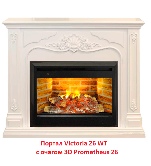 Деревянный портал для камина Real-Flame VICTORIA 26, цвет белый - фото 9