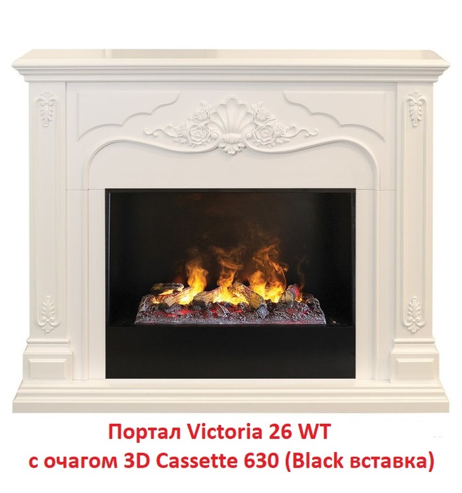 Деревянный портал для камина Real-Flame VICTORIA 26, цвет белый - фото 8