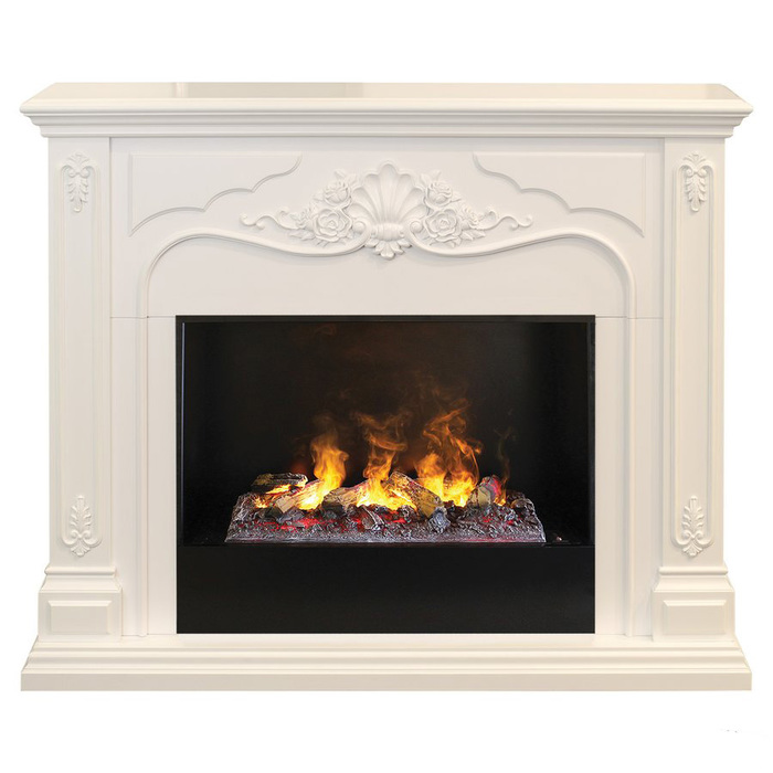 

Красивый электрокамин 3D со звуком Real-Flame, Белый, Real-Flame Victoria 26 WT с очагом 3D Cassette 630 (Black вставка)