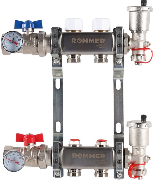 Для отопления Rommer 1/3/4x2 с запорными клапанами (RMS-3210-000002) для отопления rommer 1 3 4x10 с запорными клапанами rms 3200 000010