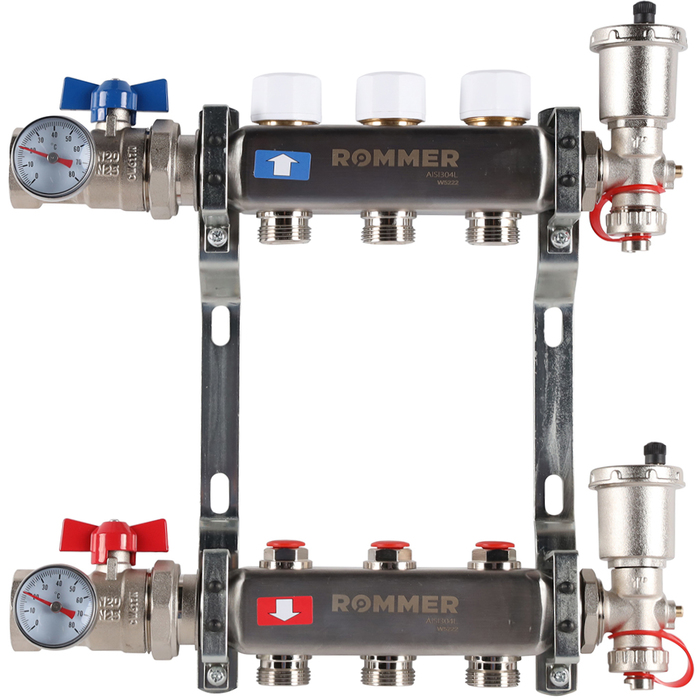 Для отопления Rommer 1/3/4x3 с запорными клапанами (RMS-3210-000003) для отопления rommer 1 3 4x10 с запорными клапанами rms 3200 000010